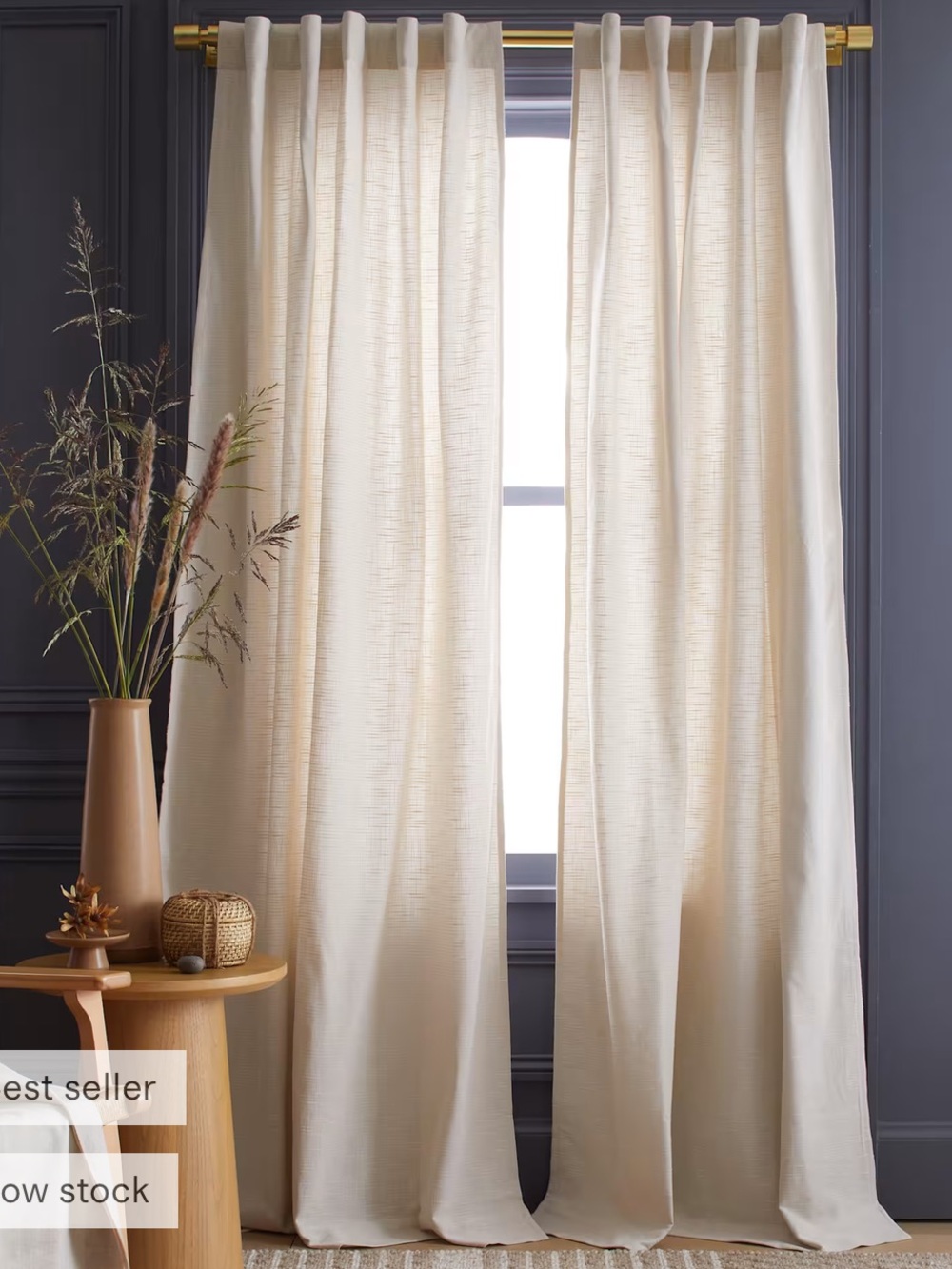 QUINCE Set Of 2 48x108 Cotton Slub Curtains Natural 1207